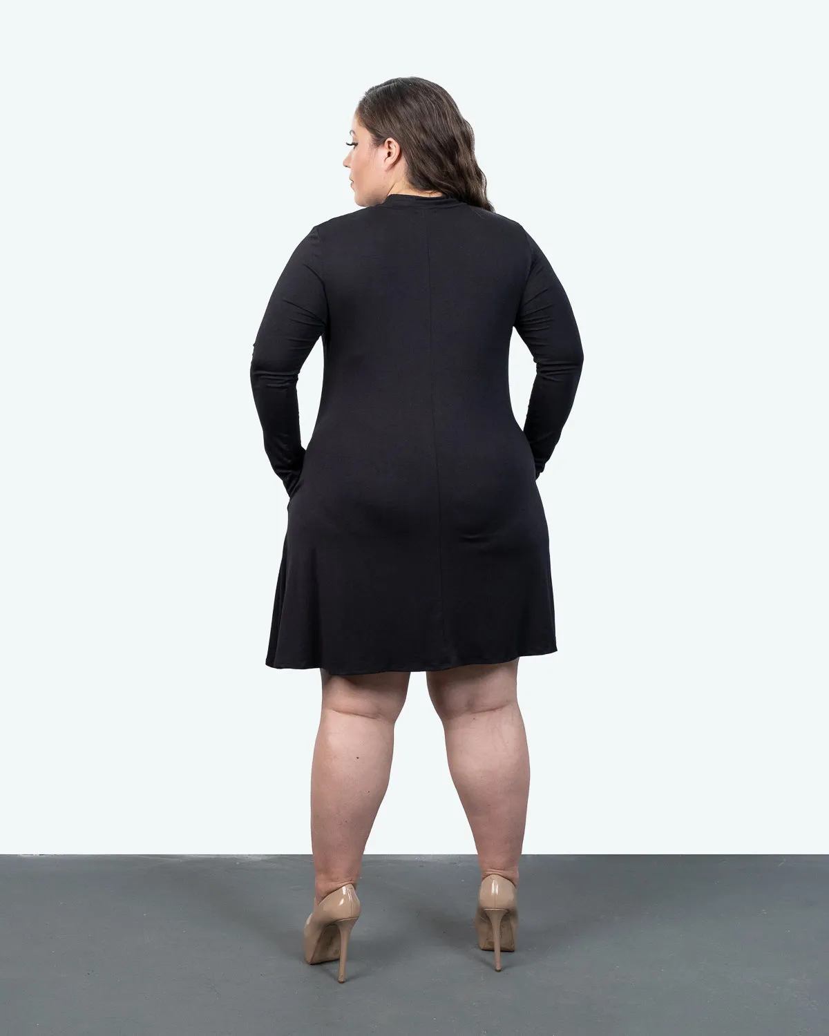 Long Sleeve Turtle Neck Dress With Pockets