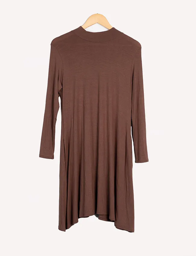Long Sleeve Turtle Neck Dress With Pockets