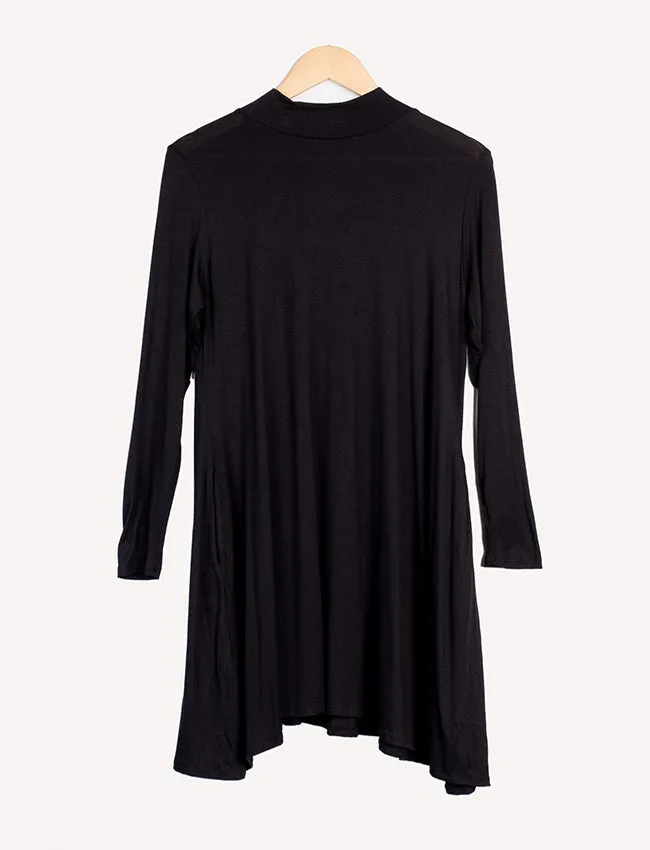 Long Sleeve Turtle Neck Dress With Pockets