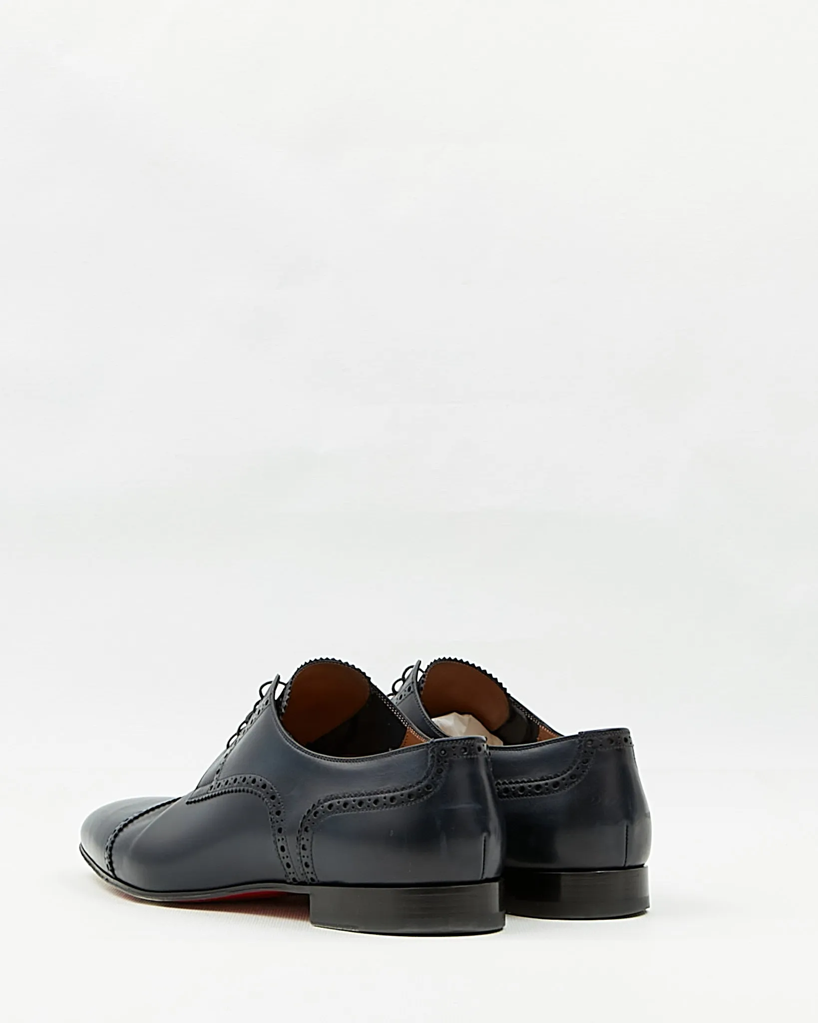 Louboutin Dark Navy Eygeny Flat Calf Leather Patine Oxford Shoe - 44