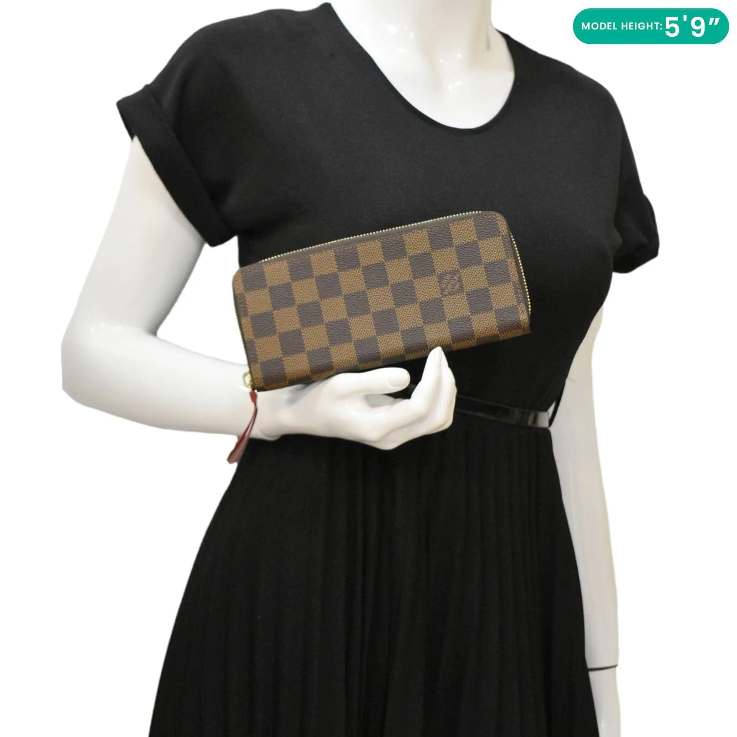 LOUIS VUITTON Clemence Damier Ebene Zippy Wallet Brown