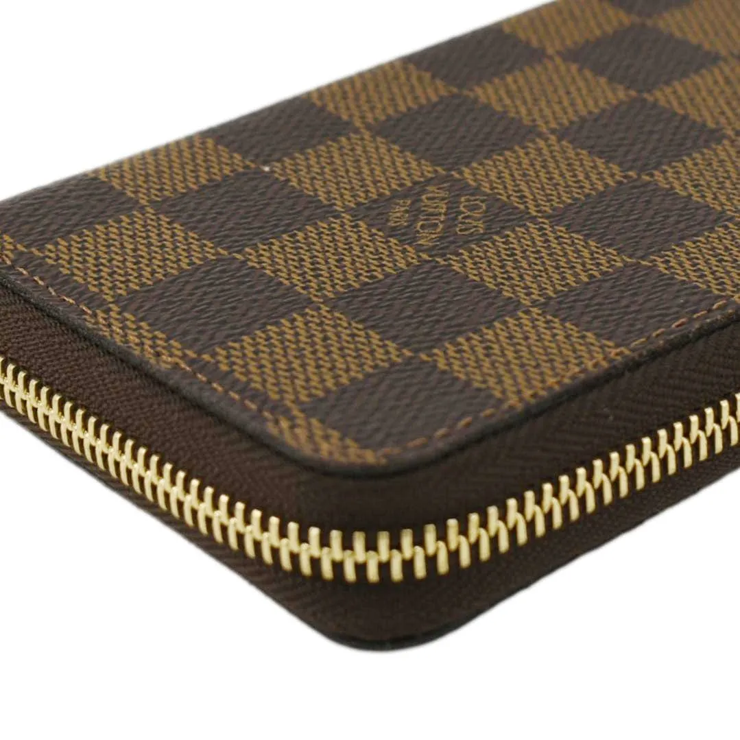 LOUIS VUITTON Clemence Damier Ebene Zippy Wallet Brown