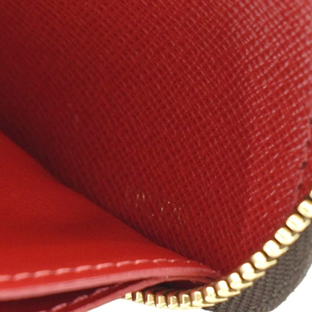 LOUIS VUITTON Clemence Damier Ebene Zippy Wallet Brown