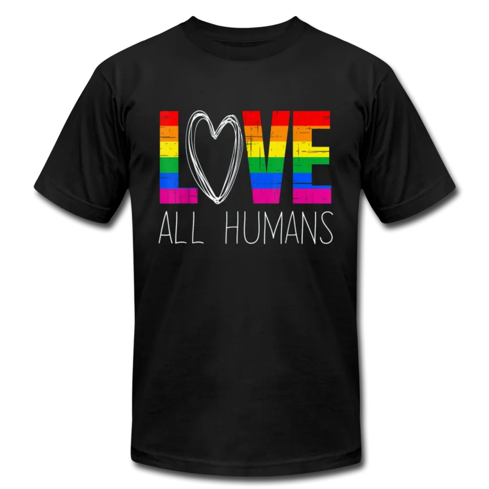 Love All Humans LGBTQ Pride Rainbow Men's/Unisex Premium Adult T-Shirt