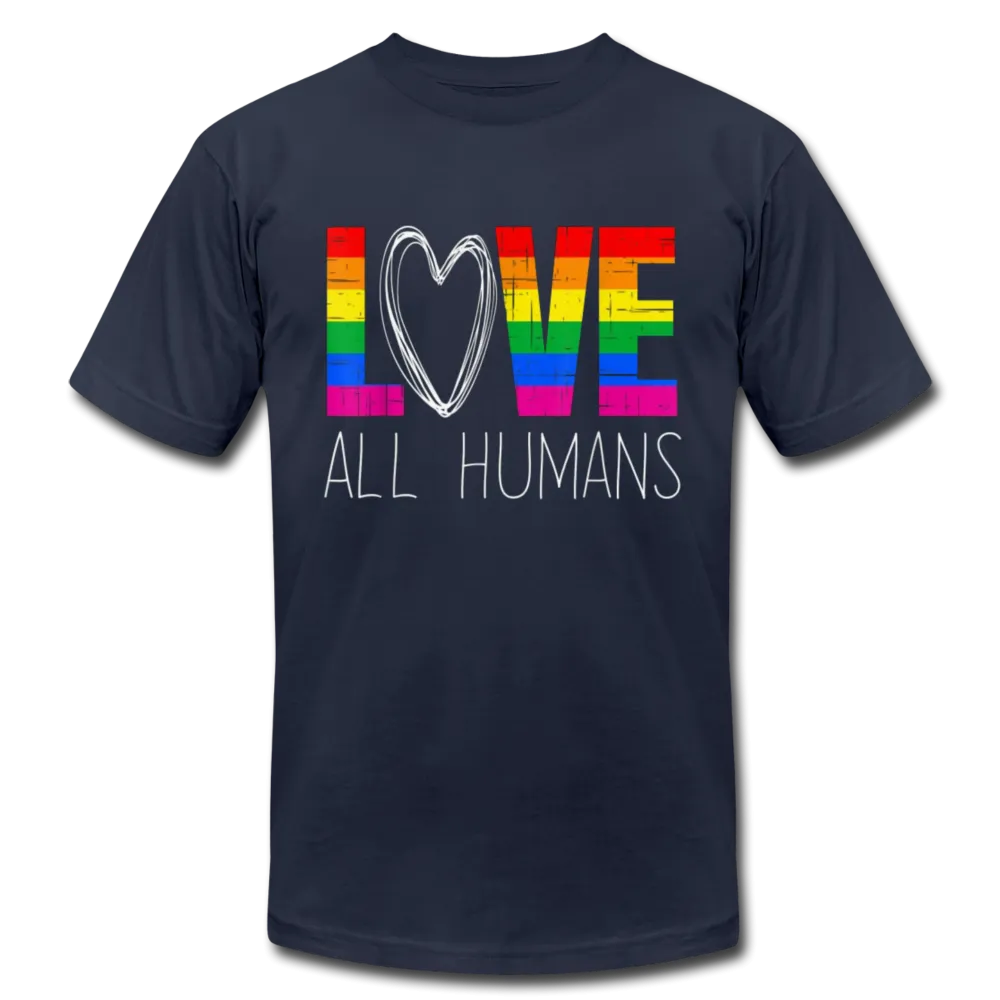 Love All Humans LGBTQ Pride Rainbow Men's/Unisex Premium Adult T-Shirt