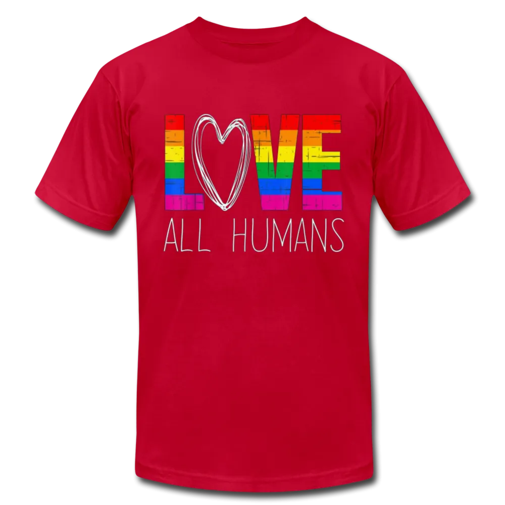 Love All Humans LGBTQ Pride Rainbow Men's/Unisex Premium Adult T-Shirt