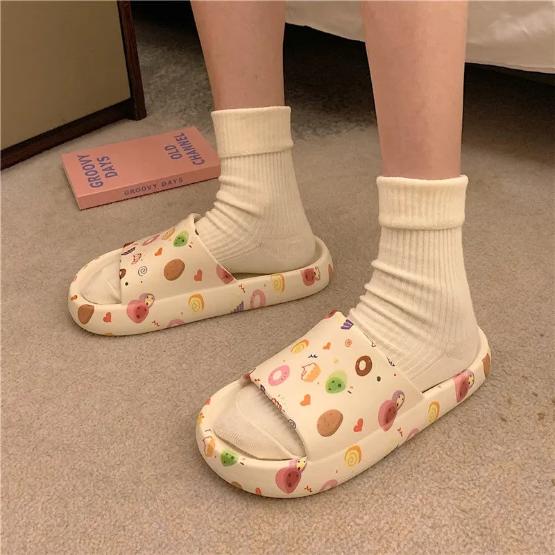 Love Printed Thick Soled Non Slip Slippers UB3258