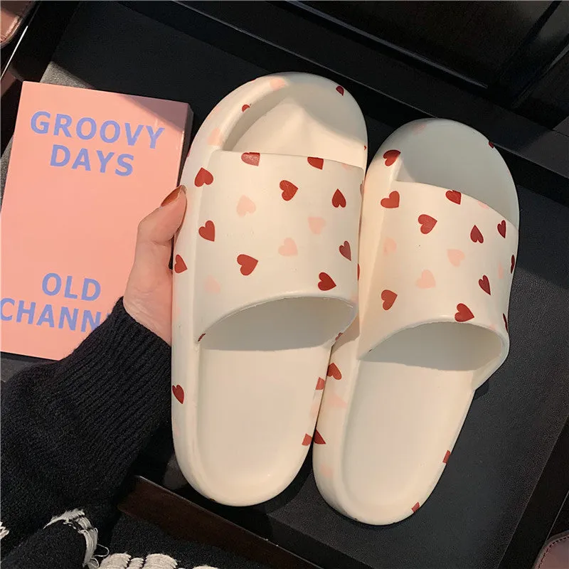 Love Printed Thick Soled Non Slip Slippers UB3258