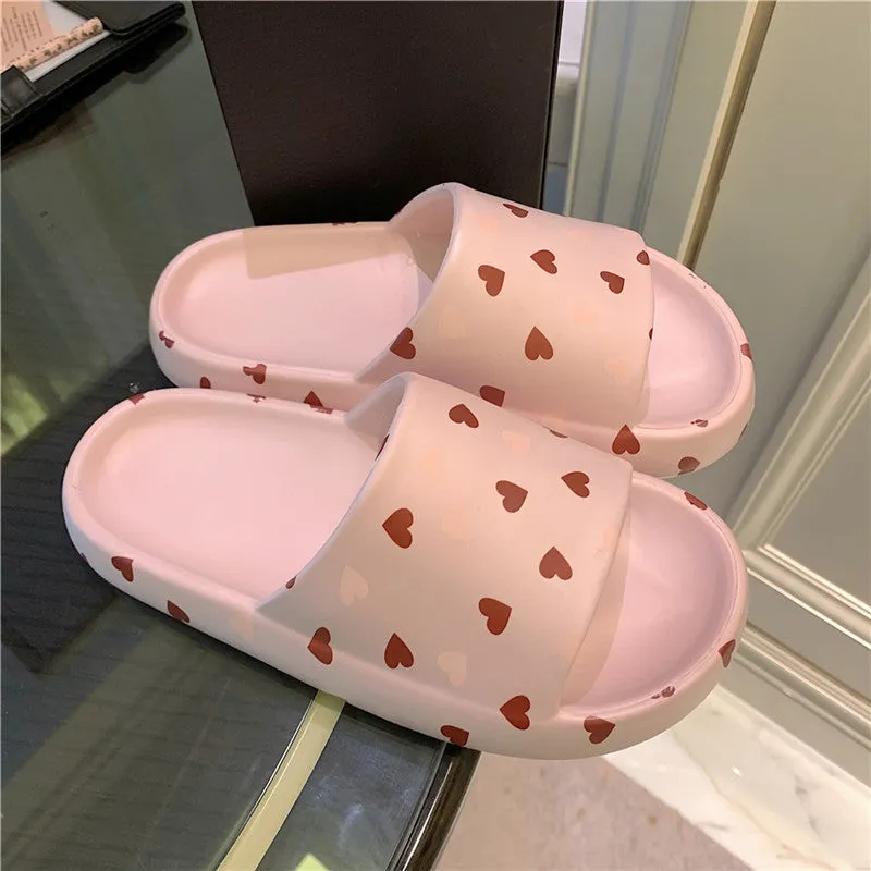 Love Printed Thick Soled Non Slip Slippers UB3258