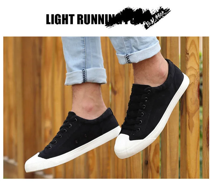 Low-top Lace-up Flat Four Seasons Solid Color Men's Canvas Shoes