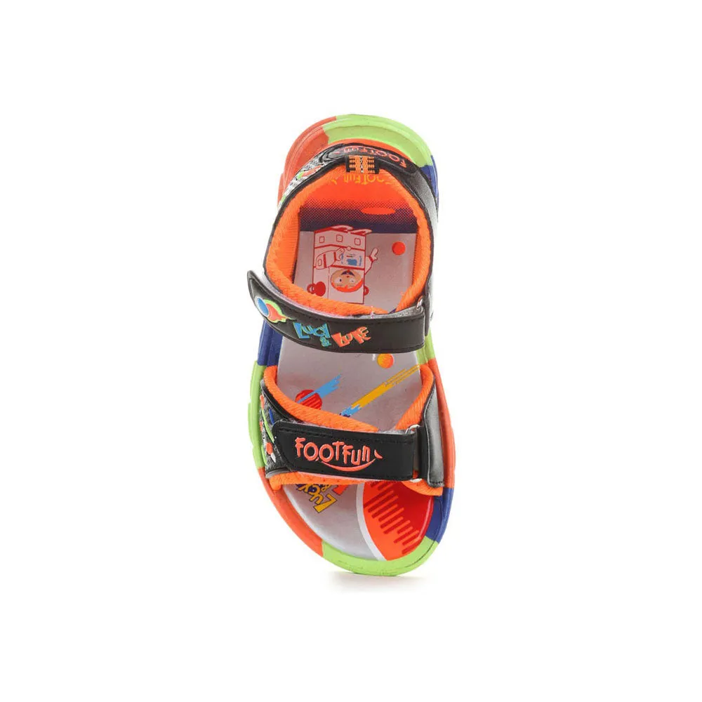 Lucy & Luke (Black) Sporty Sandal For Kids KDL-004 By Liberty