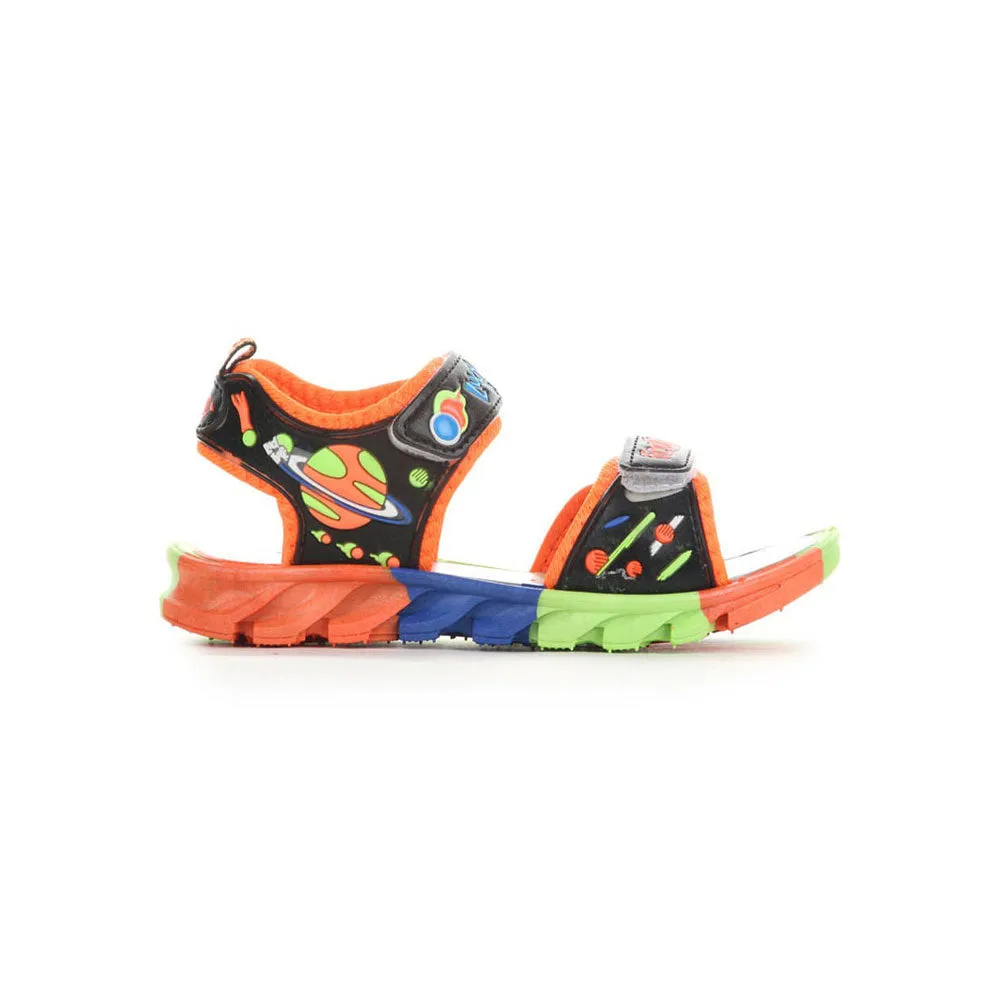Lucy & Luke (Black) Sporty Sandal For Kids KDL-004 By Liberty