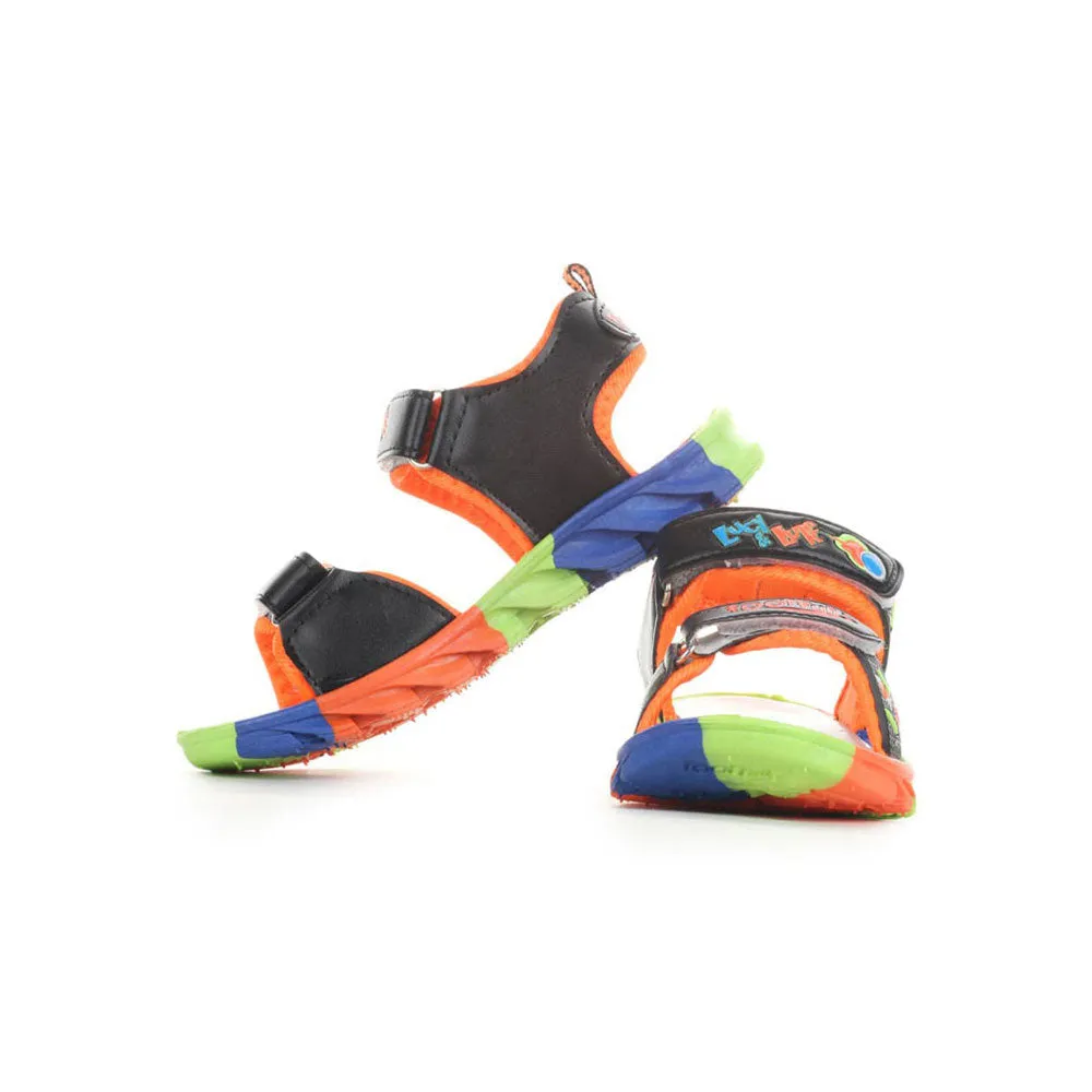 Lucy & Luke (Black) Sporty Sandal For Kids KDL-004 By Liberty