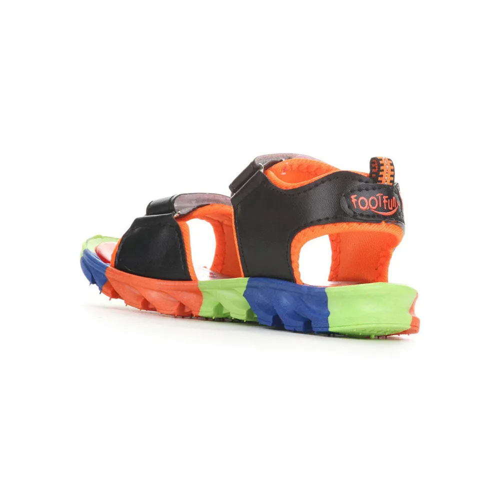 Lucy & Luke (Black) Sporty Sandal For Kids KDL-004 By Liberty