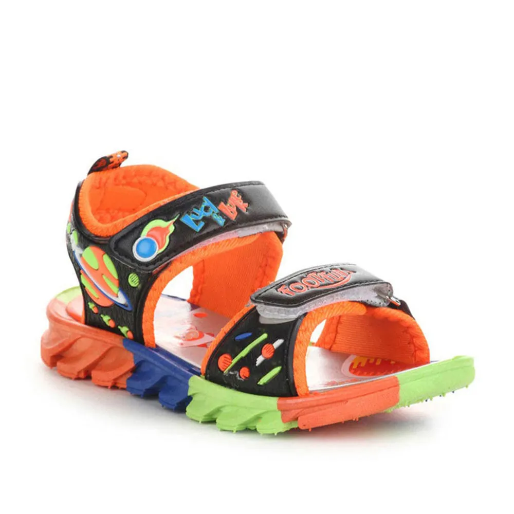 Lucy & Luke (Black) Sporty Sandal For Kids KDL-004 By Liberty