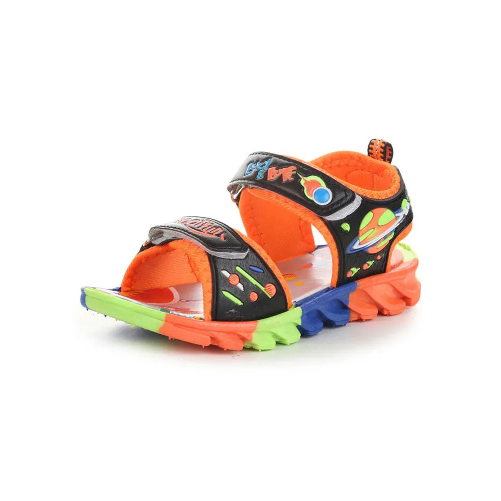 Lucy & Luke (Black) Sporty Sandal For Kids KDL-004 By Liberty