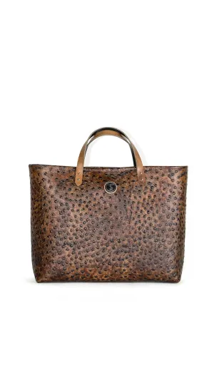 M St. Brief : Pecan Ostrich Emboss Leather