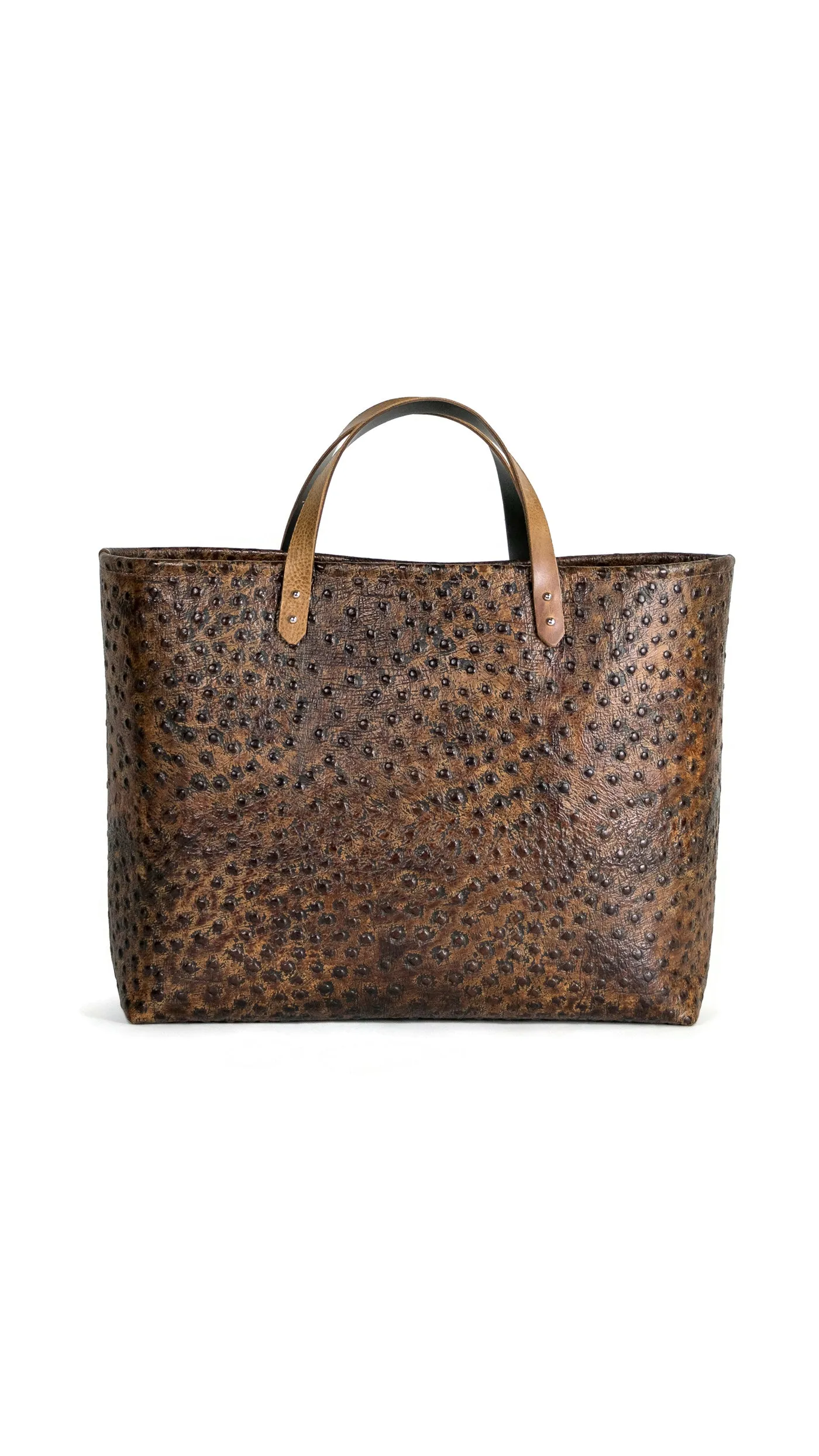 M St. Brief : Pecan Ostrich Emboss Leather