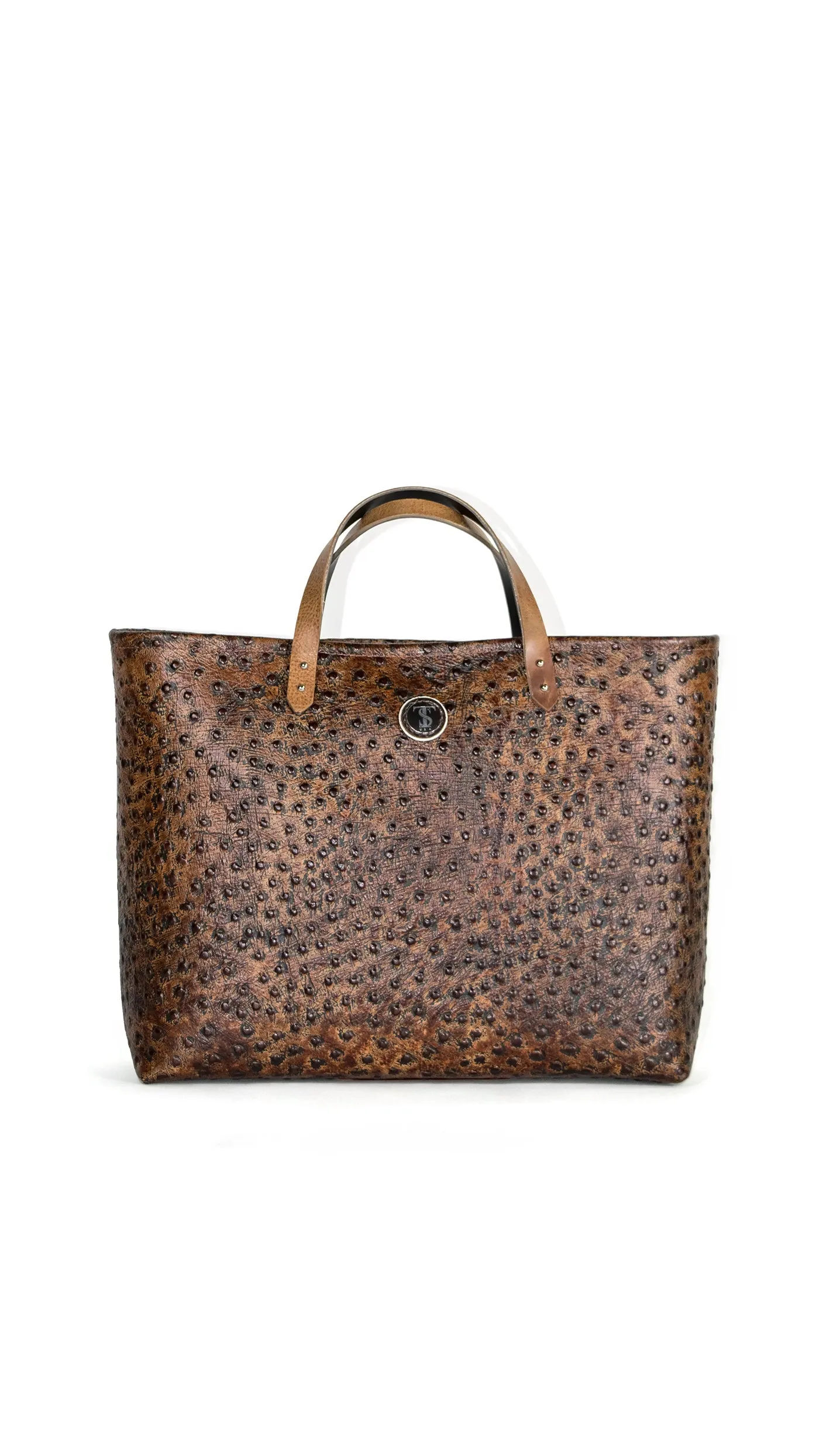 M St. Brief : Pecan Ostrich Emboss Leather