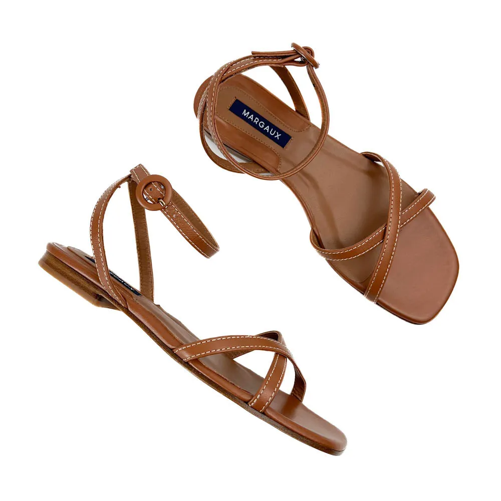 Margaux - The Flat Sandal (Saddle Nappa)