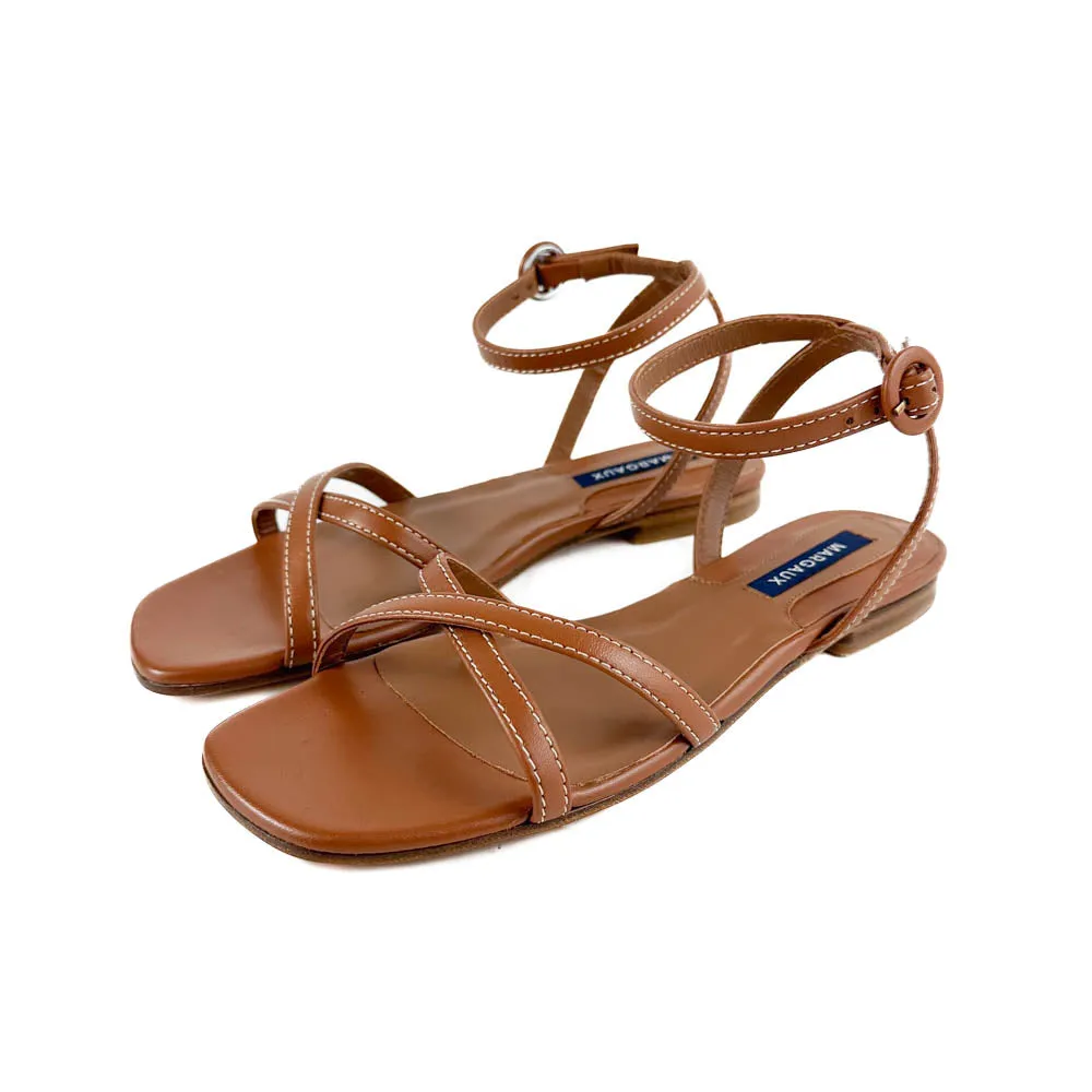 Margaux - The Flat Sandal (Saddle Nappa)