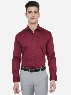 Maroon Printed Regular Fit Formal Shirt | JadeBlue