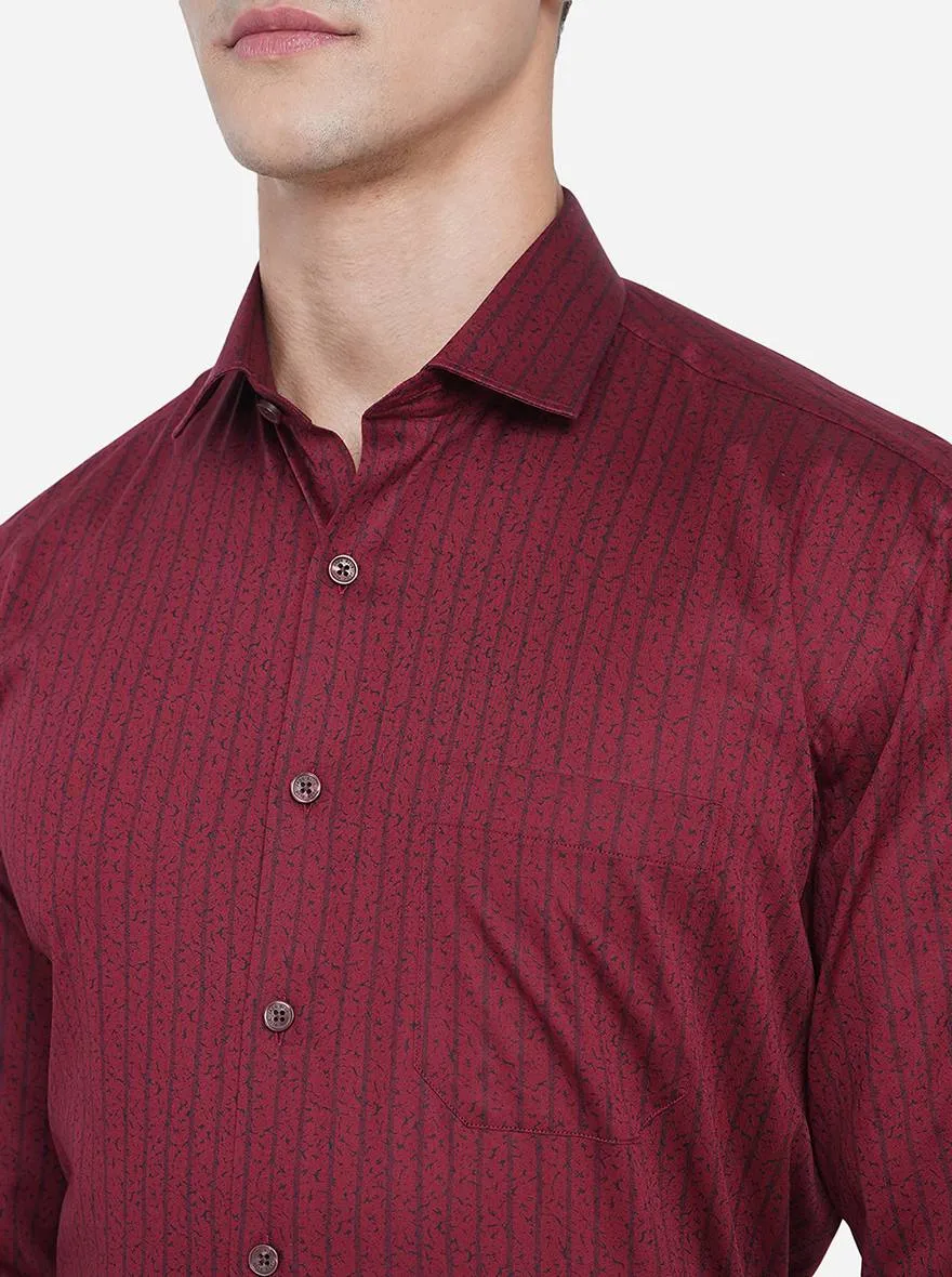 Maroon Printed Regular Fit Formal Shirt | JadeBlue