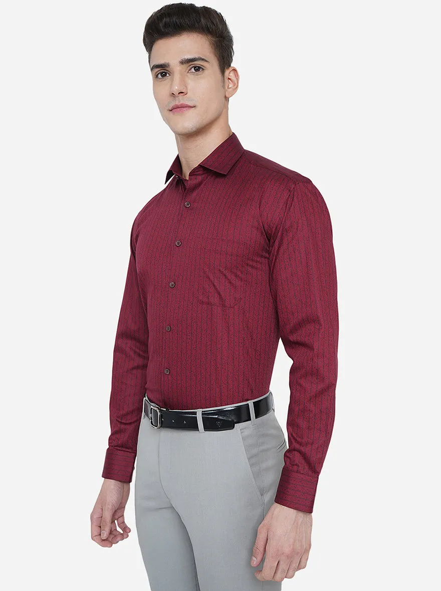 Maroon Printed Regular Fit Formal Shirt | JadeBlue
