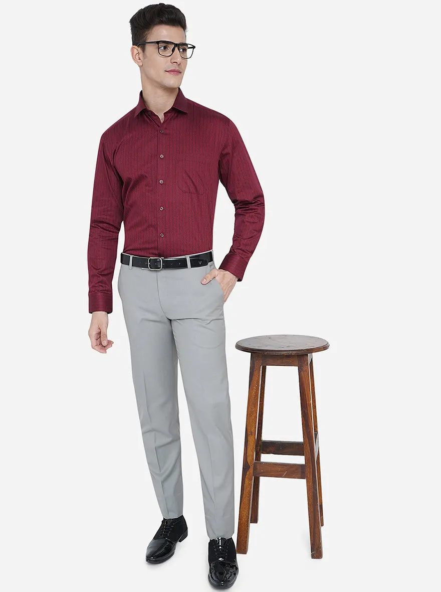 Maroon Printed Regular Fit Formal Shirt | JadeBlue