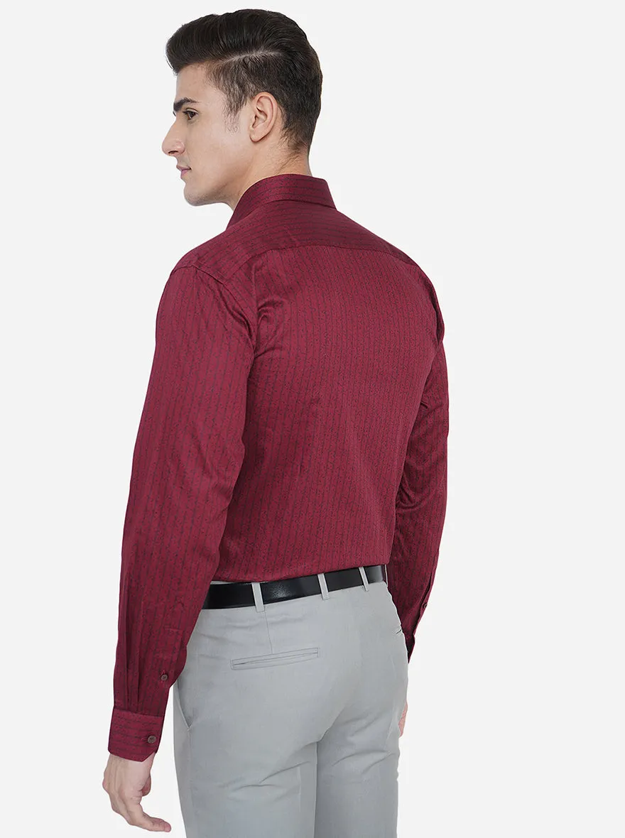Maroon Printed Regular Fit Formal Shirt | JadeBlue