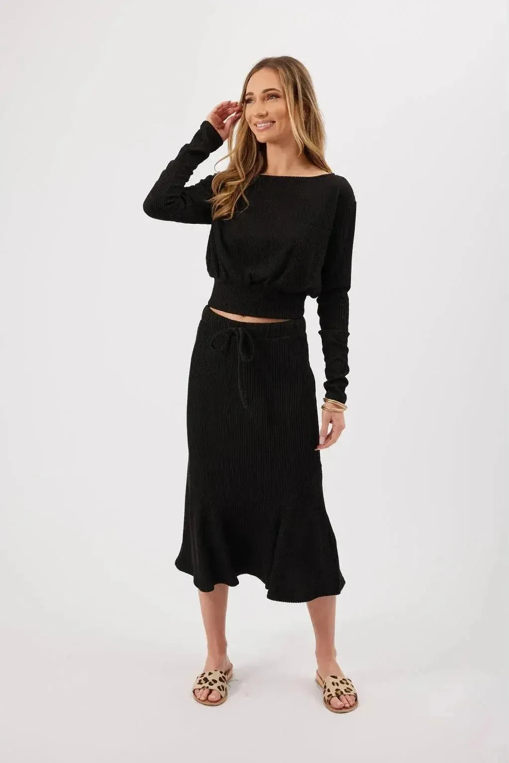 Maura Black Midi Skirt