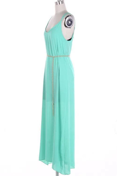 Maxi Coral Dress with Lace Back