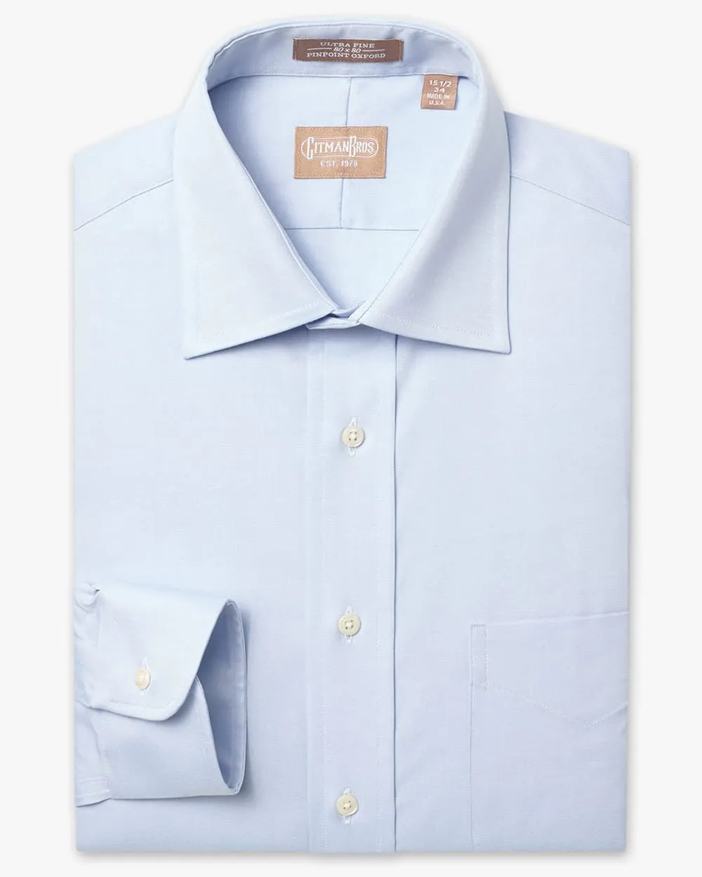 Medium Spread Pinpoint Light Blue - Tailored