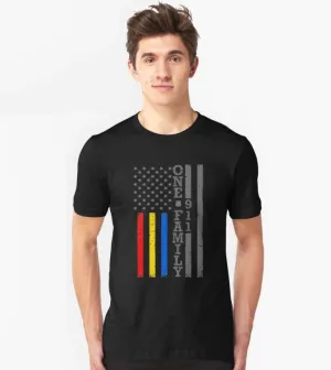 Men's 911 One Family Shirt - Dispatch, Police & Firefighter Unity