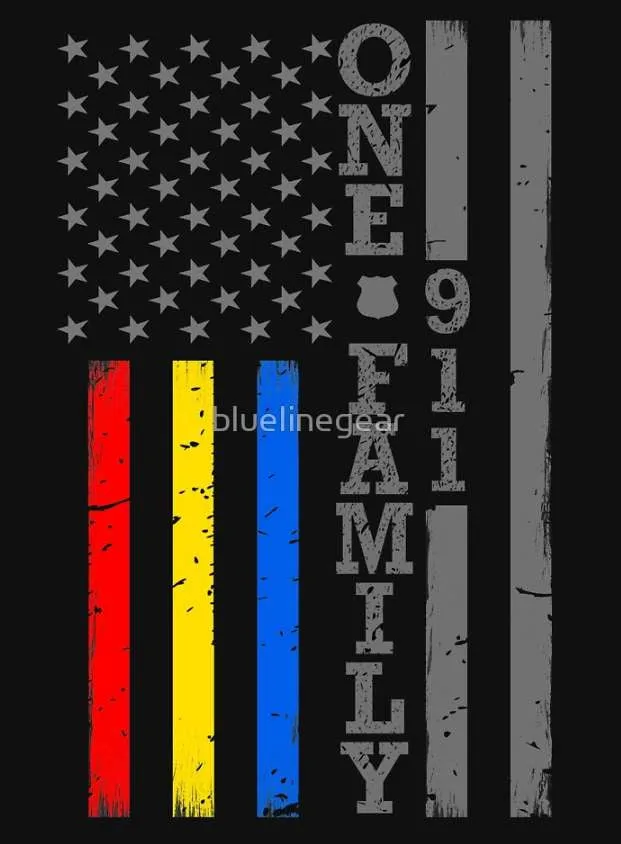 Men's 911 One Family Shirt - Dispatch, Police & Firefighter Unity