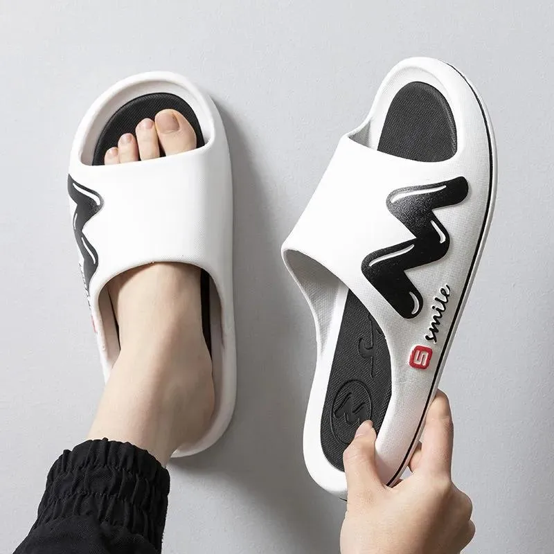 Men's and Women's Same Style Slippers Summer Non-slip Soft Bottom Slippers Men's Personality Home Bathroom Bath Slippers Casual Sports Flip Flops