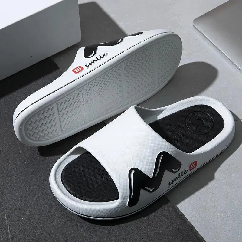 Men's and Women's Same Style Slippers Summer Non-slip Soft Bottom Slippers Men's Personality Home Bathroom Bath Slippers Casual Sports Flip Flops