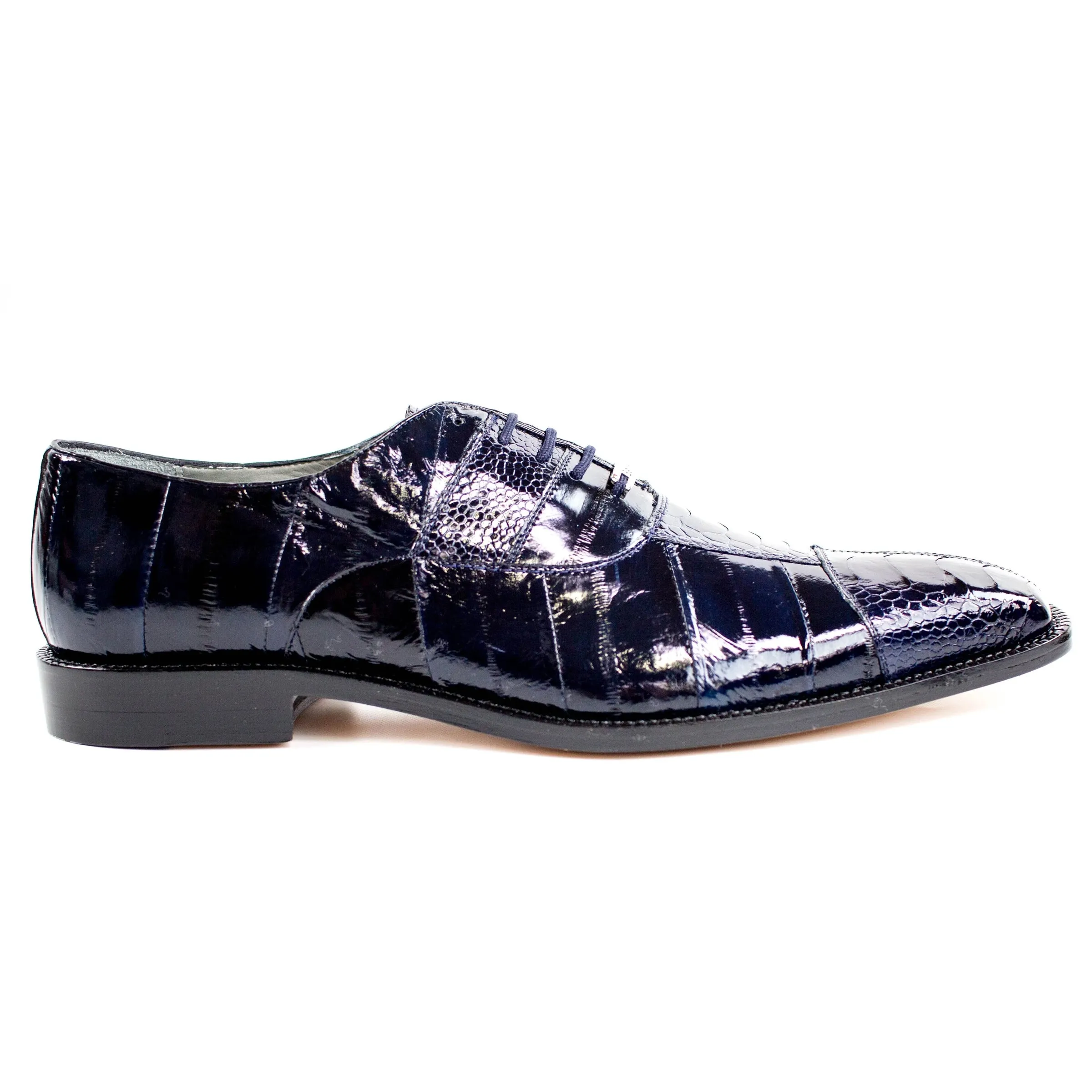 Mens Belvedere Mare Eel & Ostrich Cap Toe Dress Shoe in Tan