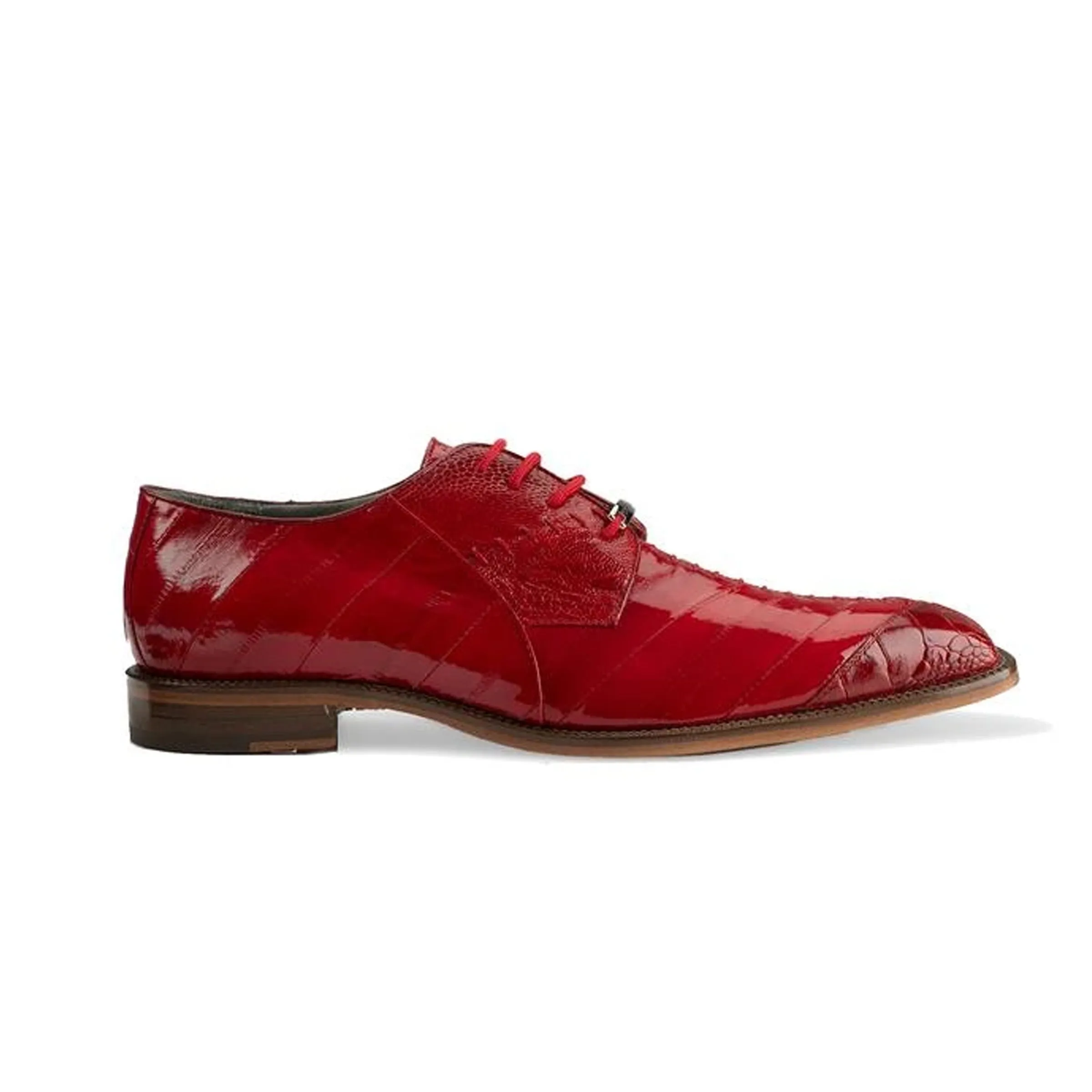 Mens Belvedere Nome Genuine Eel & Ostrich Lace Up Dress Shoe in Black