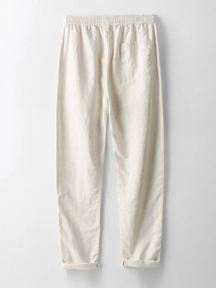 Men’s Breathable Linen Summer Outfit in Solid Colors
