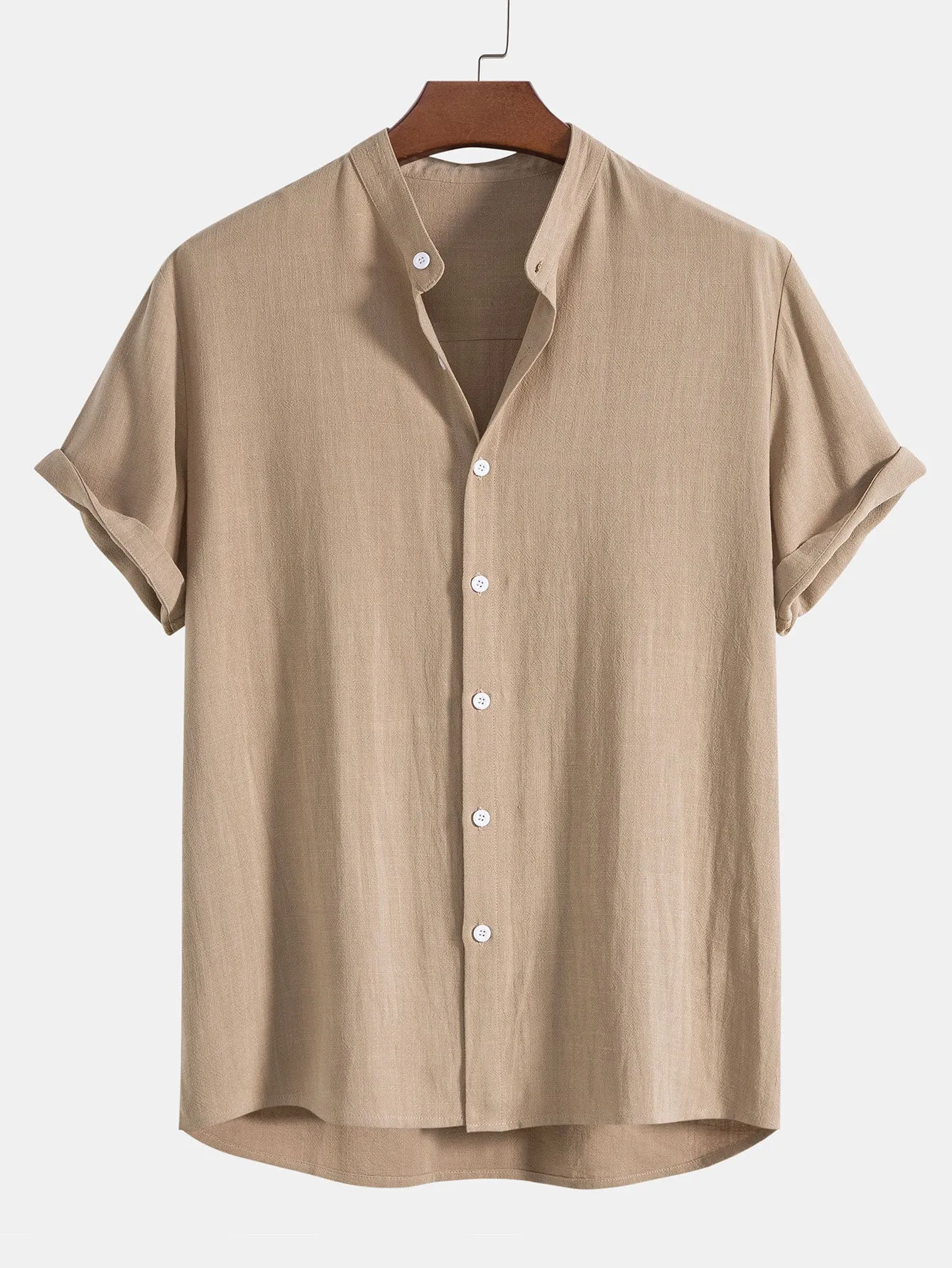 Men’s Breathable Linen Summer Outfit in Solid Colors