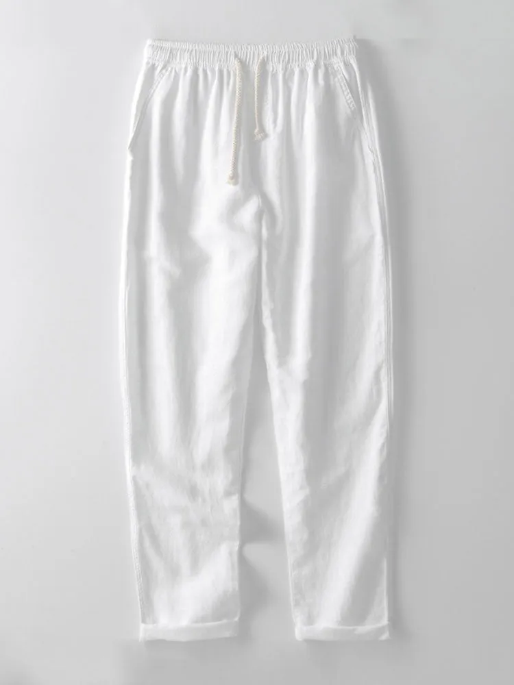 Men’s Breathable Linen Summer Outfit in Solid Colors