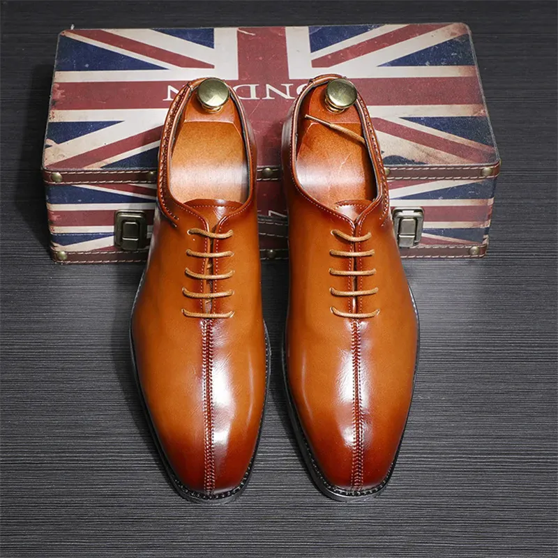 Men's Oxford Party Square Toe Microfiber Leather Dress Shoes