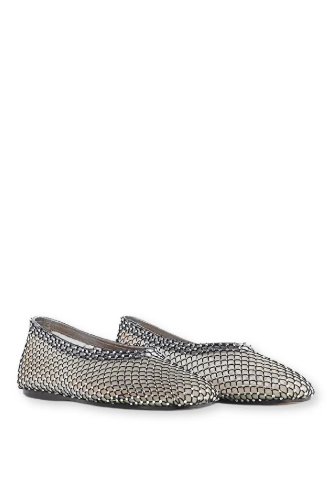 Mesh Ballet Flat With Diamanté Detail | Nero