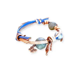 MIDSUMMER DREAM GARDEN PEARL ROSE GOLD BUTTERFLY, STAR AND CHAIN ROCKER BRACELET