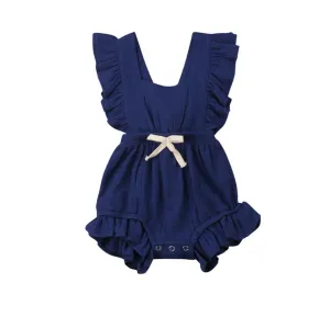 Mila Ruffle Romper Royal Navy