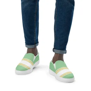 Mint Horizontal - Sustainably Made Men's Slip-On Canvas Shoes
