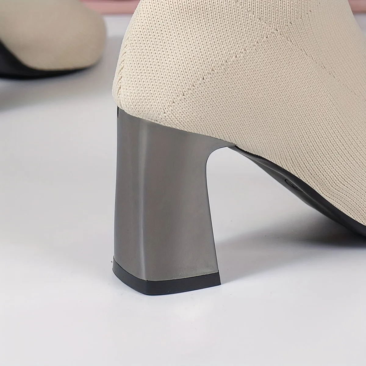 Modern Knit Ankle Boots with Geometric Heel