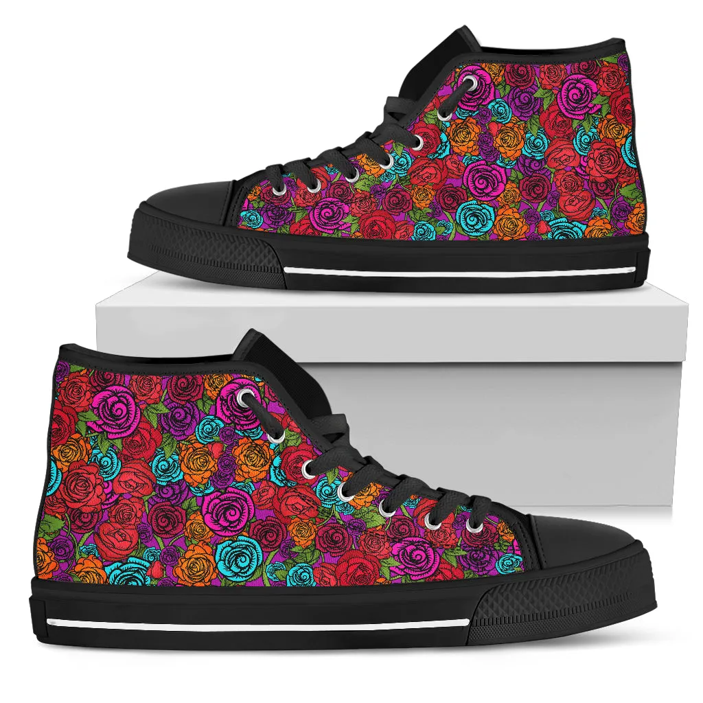 Multi Colored Roses Women's High Top