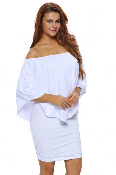 Multiple Dressing Layered Black Mini Poncho Dress